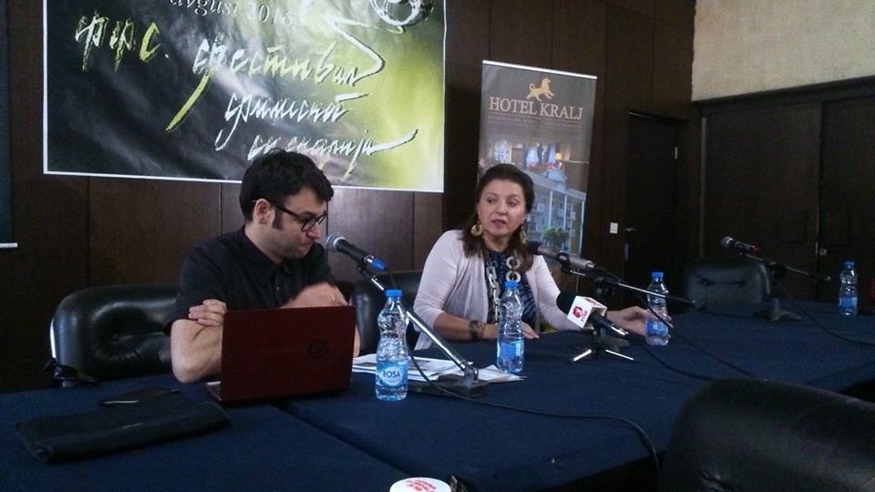 Mirjana Karanović i Ivan Velisavljević na konferenciji za štampu, Vrnjačka Banja.
